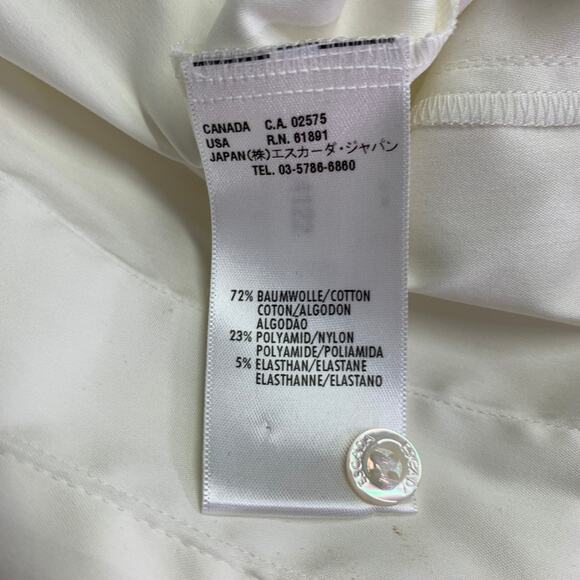 ESCADA Size XL Cream Cotton Blend Pleated Sleeveless Shirt - Picture 8 of 9